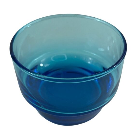 Mid-Century Bright Blue/Turquoise Weighted Bottom Lowball Cocktail Glass - Picture 2 of 9